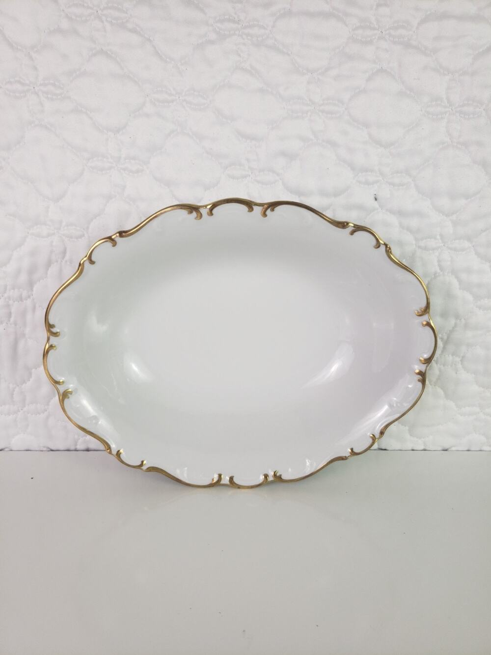 Schumann Arzberg Germany Golden Elegance Oval Vegetable Relish Bowl 9 3/4"